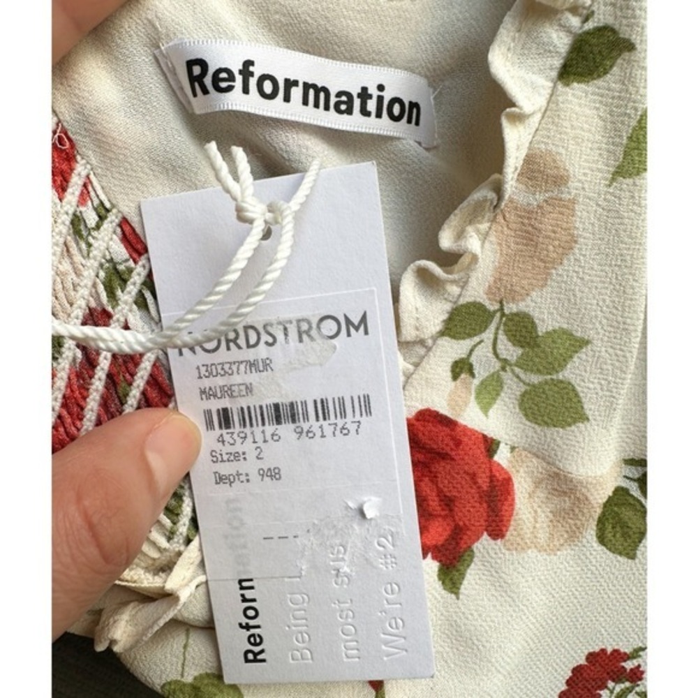 NWT Reformation Christine Mini Dress In The Maureen Flower Print Romantic Rose 2 - Picture 3 of 5